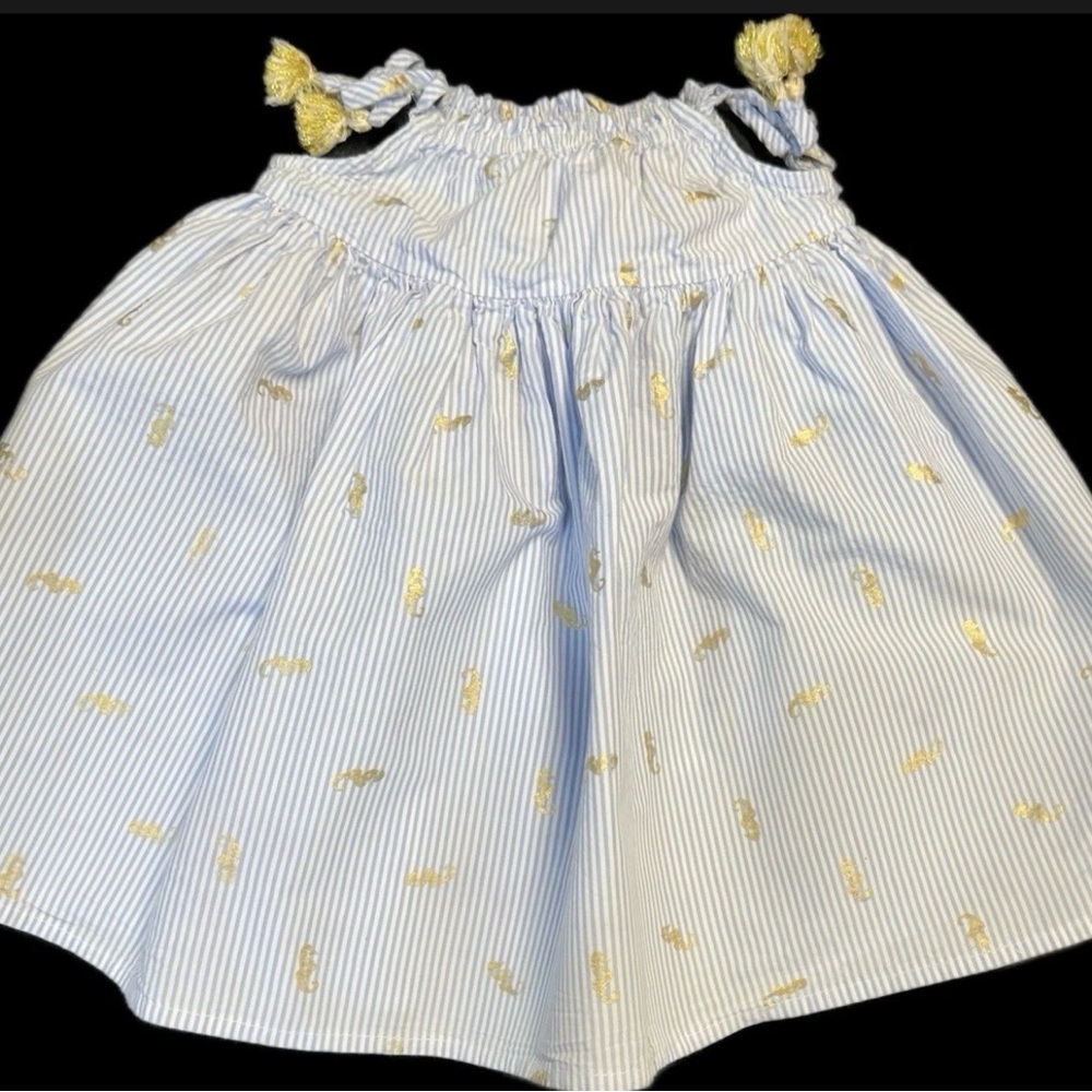 Striped Blue and Gold Seahorses Dress by Tommy Bahama Sz. 12 Mos